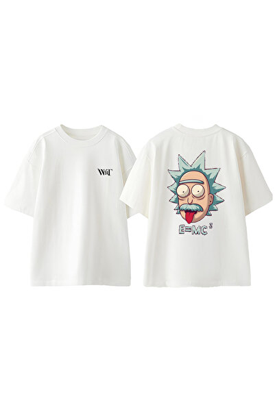 THEWERT E=MC2 Einstein dizajn rukavica Štampano Pamuk bela Oversize kroj T-shirt