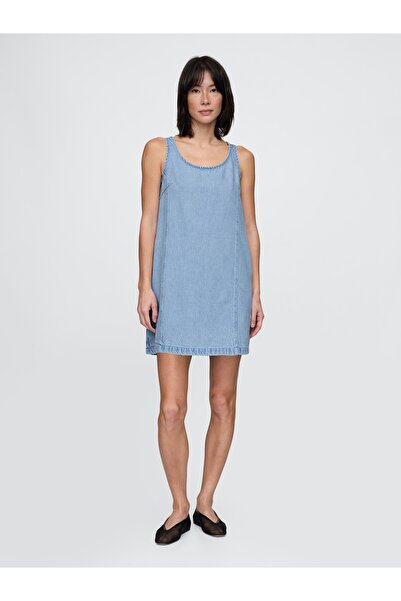 GAP Kadın Mavi UltraSoft Mini Shift Elbise