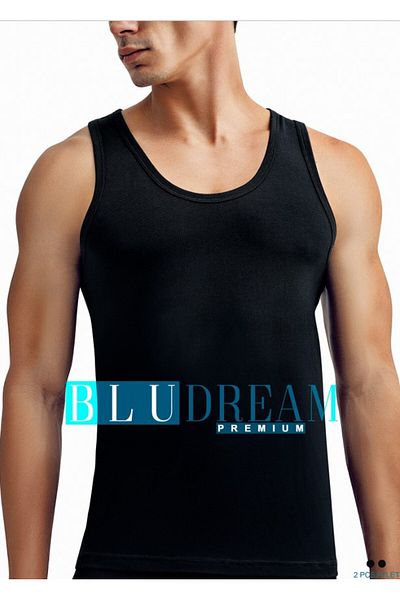 Bludream Men's 2-Piece Economical Pack Black Bamboo Undershirt / Singlet Set