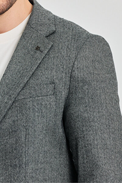 Frappoli Abdia Чоловічий сірий блейзер зі смугастим візерунком, slim fit