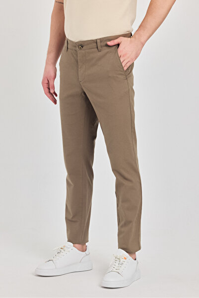 Frappoli Milano Men's Mink Cotton Lycra Slim Fit Trousers