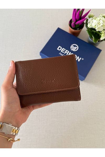 DERKON Tan Wallet with Mini Coin Compartment