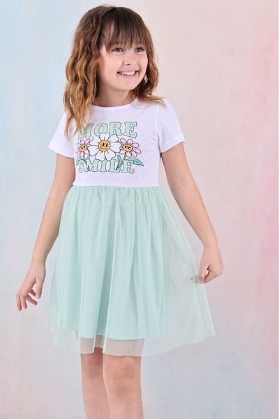 LUNA FSH Smile Printed Tulle Girl's Dress