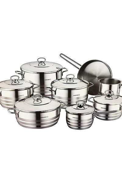 KORKMAZ Korkmaz 14-piece stainless steel cookware set, Turkish, 18/10 pure