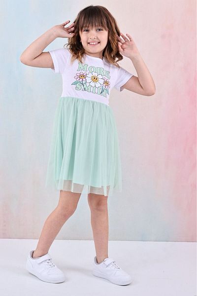 LUNA FSH Smile Printed Tulle Girl's Dress