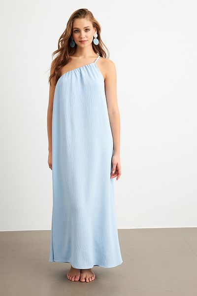 Cool & Sexy Rochie de bază maxi albastru bebeluș pentru femei İRE1012