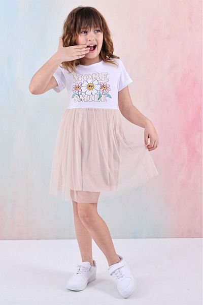 LUNA FSH Smile Printed Tulle Girl's Dress