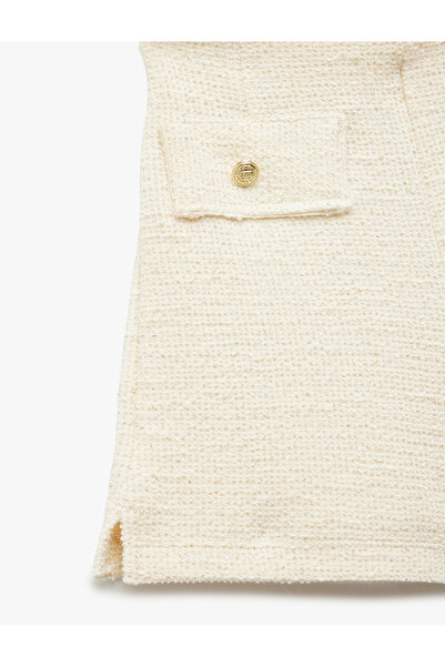 Koton Cotton Buttoned Pocket Detailed Tweed Shorts