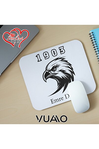 VUAO Kişiye Özel İsimli ve Kartal Temalı Mouse Pad 21x17 cm, Kaymaz Taban - B...