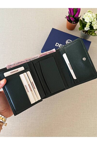 DERKON Mini Bozuk Para Hazneli Hakiki Deri Cüzdan