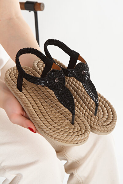 HAYAT SHOES Sandale de damă, confortabile, elegante, cu o singură perlă, cu s...