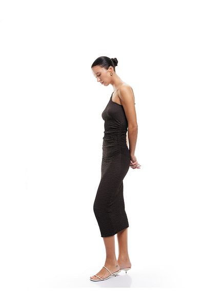 Koton Φόρεμα μολύβι με μονό ώμο Bürümcük Fabric Slim Fit Draped Midi