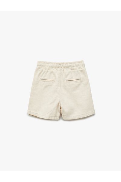 Koton Linen Blended Waist Lace-Up Pocket Cotton Basic Shorts