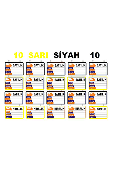 ETİKETLİK FİYATLIK أصفر/أسود 20 قطعة فرشاة ميدانية إطارات عرض العقارات