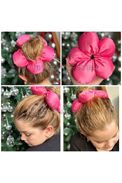 QUEEN AKSESUAR Модні гумки для волосся - розкішні пухнасті великі квіткові гумки