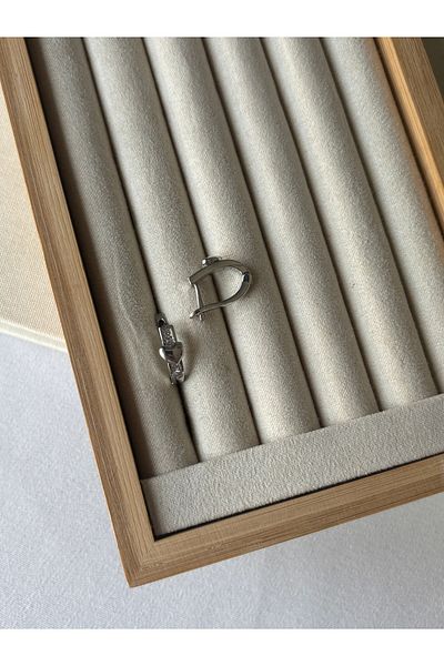 ringbox أقراط قلب حجر صغير فضية اللون