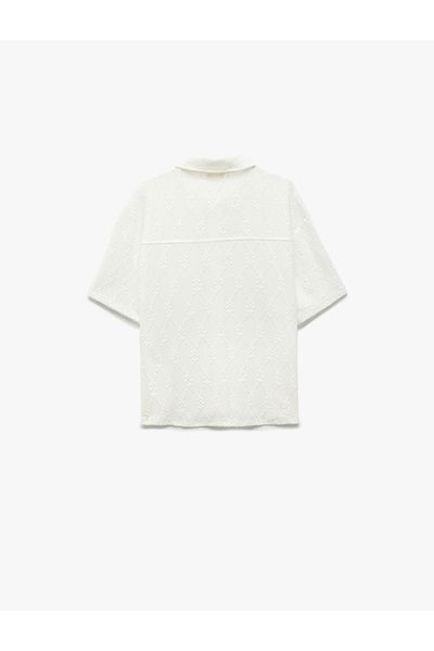 Koton Shirt Collar Short Sleeve Scalloped Blouse