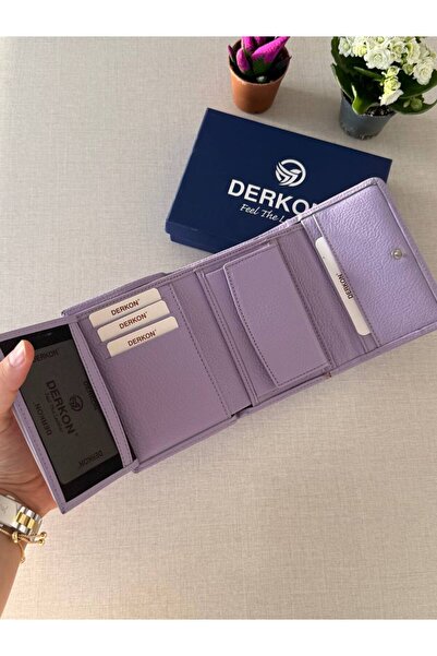 DERKON Genuine Leather Wallet with Mini Coin Compartment
