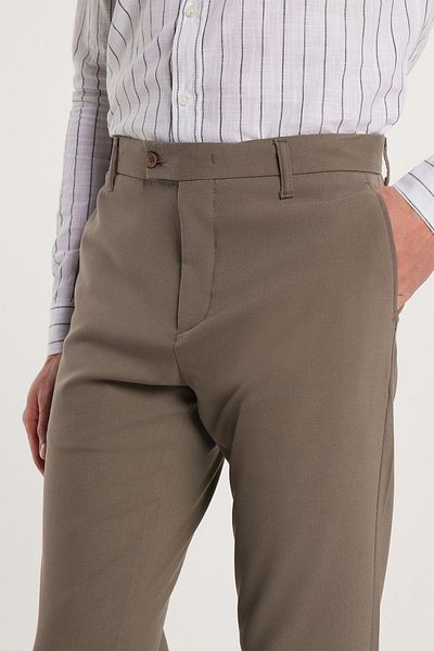 Tudors Men's Flexible Side Pocket Ankle Length Canvas Cut Light Khaki Trousers