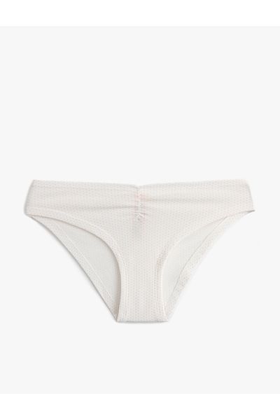 Koton Cotton Drape Detailed Ribbed Brazilian Panties