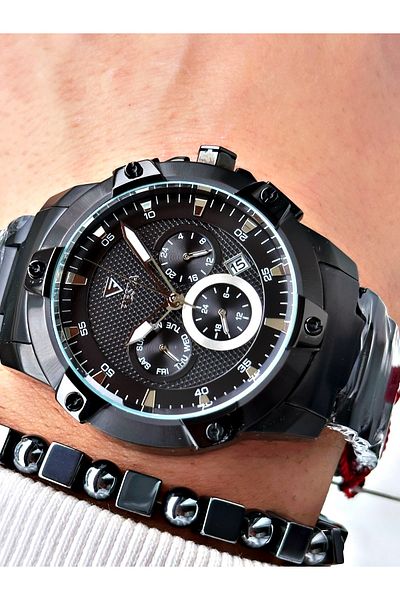 Fiesta Silver Color Function Steel Machinery Guaranteed Men's Wrist Watch + Bracelet