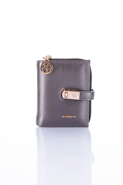 Getcho Artus Women's Gray Buckle Mini Size Zippered Card Holder Multi-Eye Daily Coin Small Wallet Model