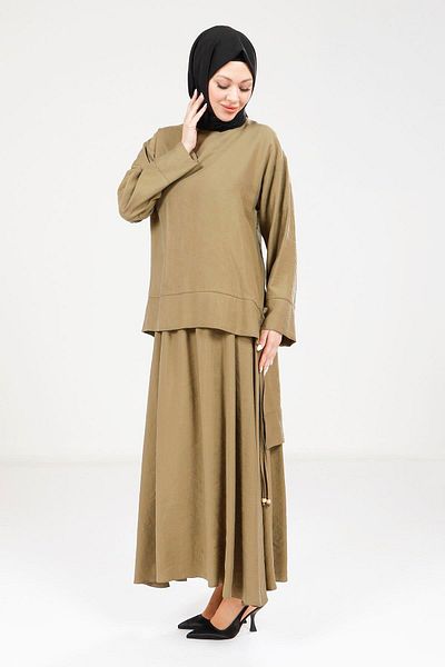 Beyza Σετ Hijab Green Tunic Φούστα 9192