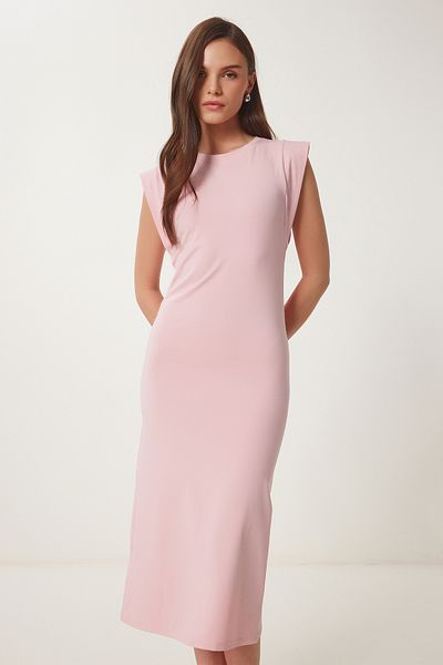 Lovelyİstanbul Rochie tricotată Midi - LFW0004 / Vară de bază / ROZ