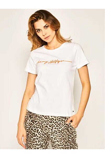 Tommy Hilfiger SIGNATURE EMBROIDERED LOGO ORGANIC COTTON WOMEN ' S T-SHIRT