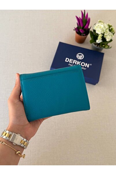 DERKON Portofel din piele naturală cu mini-bucătă de monede