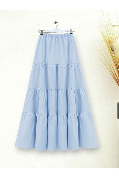 Modamorfo Fusta cu talie elastica - Baby Blue cu detaliu