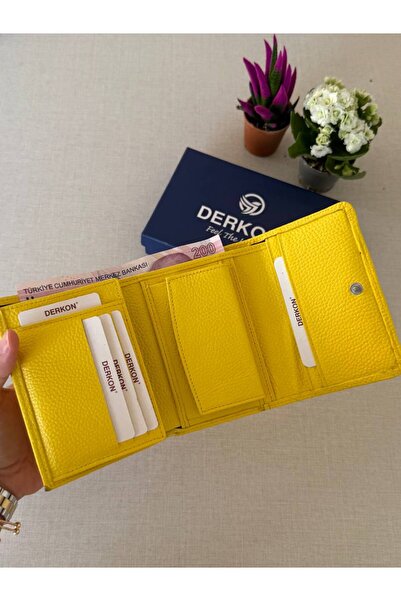 DERKON Genuine Leather Wallet with Mini Coin Compartment