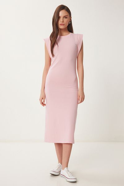 Lovelyİstanbul Rochie tricotată Midi - LFW0004 / Vară de bază / ROZ