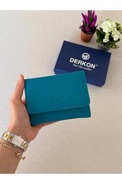 DERKON Genuine Leather Wallet with Mini Coin Compartment