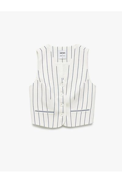 Koton X Sima Tarkan - Viscose Blended Sleeveless Pocket Buttoned Vest