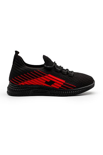 Armada Black Side Red Patterned Knitwear Summer Men's Sports Sneakers