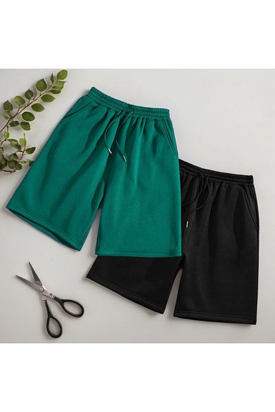 Fifty Color Συσκευασία 2 Unisex μονόχρωμα χτενισμένα βαμβακερά σορτς