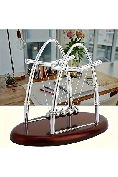 Genel Markalar Newton Balans Topu Oval Küçük Boy Dekoratif Masaüstü Stres Atma Dekoratif Ev-Ofis Hediyelik Eşya