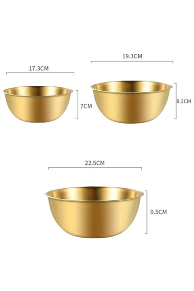 Choice Golden 3 Sizes 1-3 Stainless Steel Bowl Set with Scale for Cooking Baking Food Storage Large Capacit