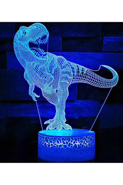 IWP مصباح ليلي ثلاثي الأبعاد على شكل ديناصور لطيف بقاعدة سوداء و7 ألوان بيضاء...