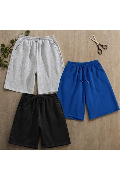 Fifty Color Σορτς 3 τεμαχίων Unisex μονόχρωμο χτενισμένο βαμβακερό