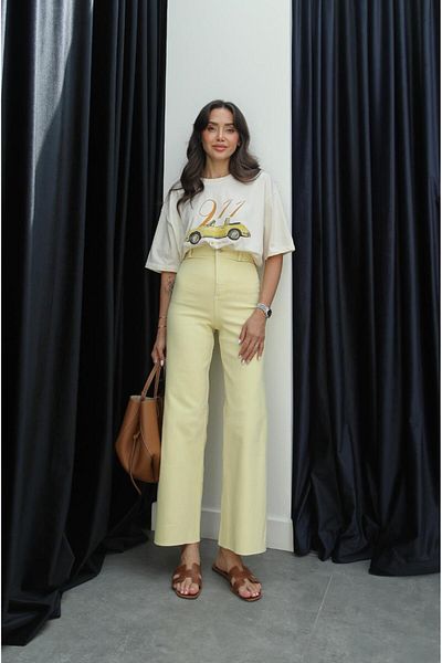 Havoş Κίτρινο Cropped Flare Jean