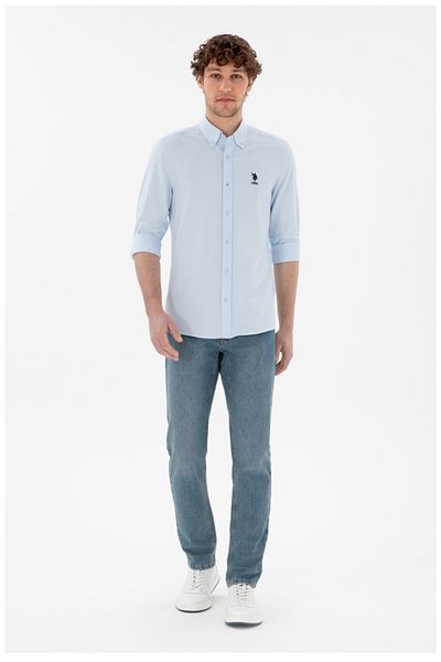 U.S. Polo Assn. Мъжка риза U.S. Polo Assn с яка с копчета, вталена кройка, стандартна