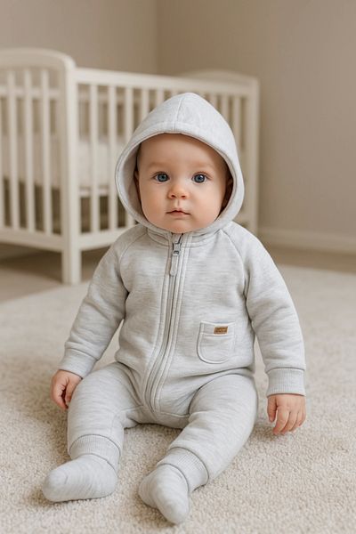 Caramell Unisex Baby Gray Jumpsuit Keep Warm Stylish Baby Jumpsuit