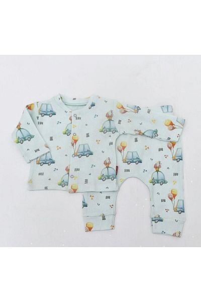 Lullaby Waffle Pajama Set with Front Fences