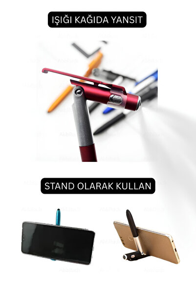 Abbruch 4in1 Touch Pen with Flashlight Phone Stand Ballpoint Pen Tablet Phone Compatible Stylus Pen Drawing
