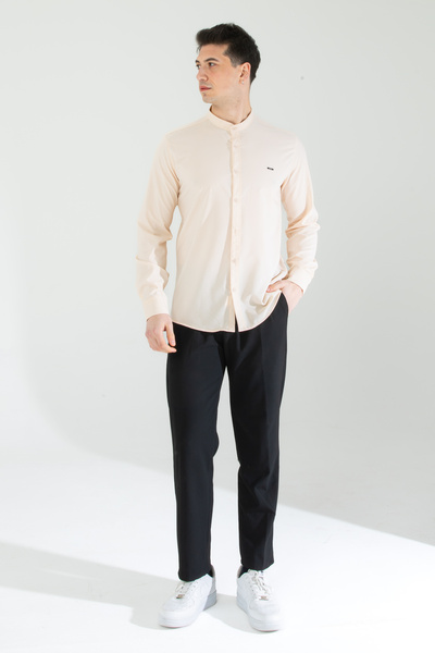 Artı1 Ανδρικό πουκάμισο με μακρυμάνικο διπλό πρόσωπο με υφασμάτινο γιακά βαμβακερό εύκολο σιδέρωμα