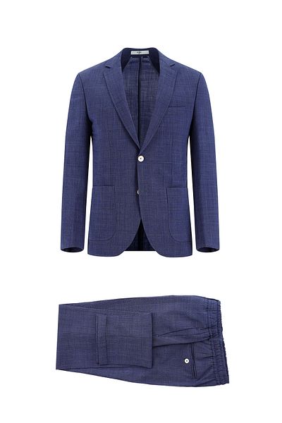Kiğılı Costum Seersucker din lână, extra slim, super slim - carouri cu șnur cu talie elastică