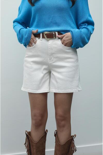 Havoş Ecru Fit Denim Shorts