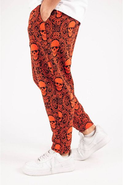SUPERBLUE Men's Figure Pattern Elastic Orange Baguette Trousers